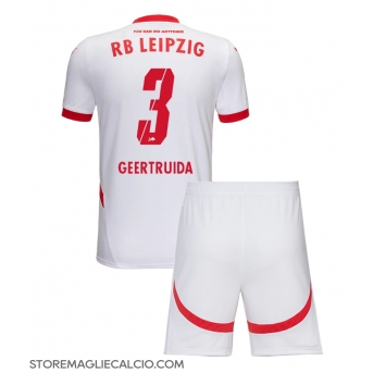 RB Leipzig Lutsharel Geertruida #3 Maglia Gara Casa Repliche 2024-25 Bambino Maniche Corte